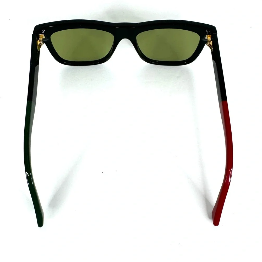 GUCCI Square Sunglasses NEW Black Red Green GG0158S 004 54 Made In Italy - Picture 9 of 16